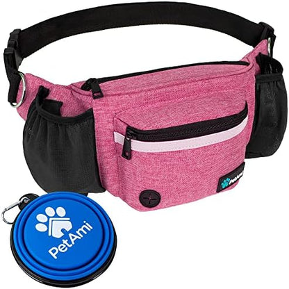 PetAmi Dog Fanny Pack, Treat Pouch for Dog Walking Training, Pink by PetAmi