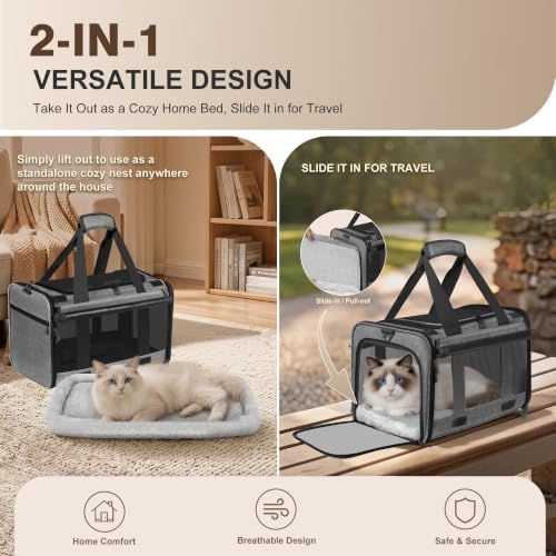 Soft Sided Cat Carrier for Anxious Pets with Privacy Roller Blinds - Image 3