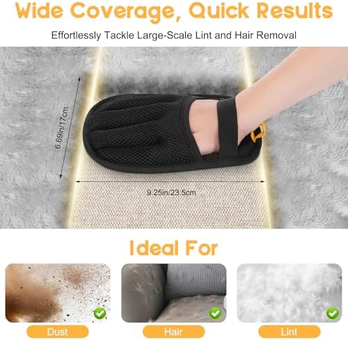 Kenodo Pet Hair Remover, 2025 Upgrated Five-Finger Electrostatic Pet Hair Removal Gloves, Cat & Dog Hair Remover for Couch, Furniture,Clothing, Animal Fur Removal Tool, Cat Grooming Gloves-1 PCS - Image 3