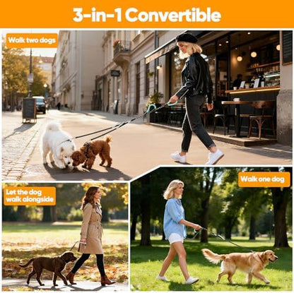 XiaZ Double Leash for Two Dogs No Tangle for Large Medium Dogs, 1/2”Black - Image 3