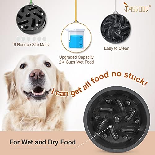 JASGOOD Dog Slow Feeder Bowl - Reduce Slip Puzzle Bowl for Elevated Pet Feeders - Interactive Bloat Stop Dog Dishes - Dark Gray, Fit Opening 7.5"-8" - Image 4