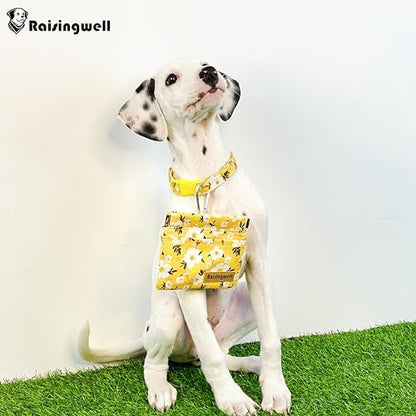 Raisingwell Dog Treat Pouch, Pocket Sized Pet Training Pouch, Cotton Fabric, Hand Free Yellow Flower Dog Walking Bag with Carabiner, Self-Closing Pet Feed Snack Reward, for Puppy Travel or Outdoor Use - Image 5