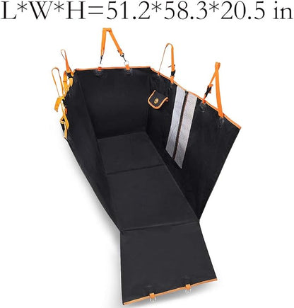 Dog Car Seat Cover, Convertible Dog Hammock Scratchproof Pet Car Seat Cover with Mesh Window, Storage Bag and Seat Belts, Durable Nonslip Dog Seat Cover for Cars Trucks SUVs (Black)