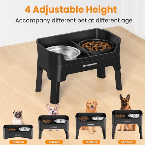 URPOWER Mess Proof Elevated Dog Bowls Double Deck Slow Feeder - Image 3