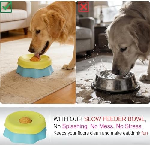 Slow Feeder Dog Bowl with Lick Ball, 2-in-1 Food Grade Silicone Dog Slow Eating Bowl, Detachable Anti-Choke Slow Feeder for Medium Large Dogs, Non-Slip Slow Eating Pet Bowl for Wet & Dry Food - Image 3