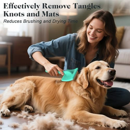 2PCS Slicker Brush for Dogs & Pet Comb,Professional Dog Grooming Brush (Goldendoodles,Poodles,Labradoodles) with Extra Long Pins to Effectively Remove Tangles, Knots and Mats (Cyan, Large) - Image 2