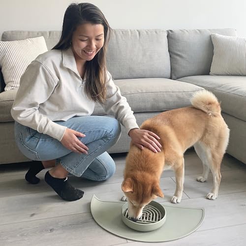 Slow Feeder Dog Bowl - Silicone Dog Bowl, Medium, 7.5" x 1.5" - Sage - Image 4