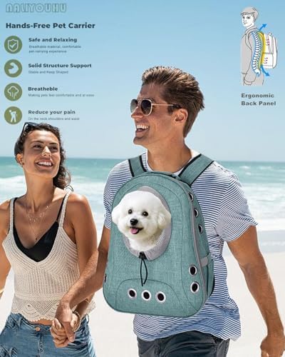 Small Dog Cat Chest Backpack Carrier,Large Space Ventilated Front Facing Backpack Carrier for Puppy,Lightweight Doggy Backpack for Hiking,Camping,Travel,Outdoor,Max 12 lbs(Cyan) - Image 6