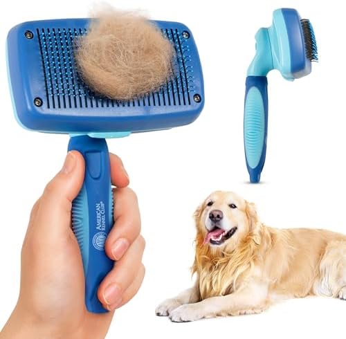 AKC Self-Cleaning Slicker Brush for Dogs & Cats, All Coat Types by AmericanKennelClub