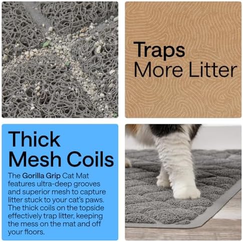 GORILLA GRIP Cat Litter Box Mat, Coiled Mesh Trapping Mats, 30x20 Gray - Image 3