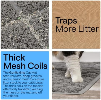 GORILLA GRIP Cat Litter Box Mat, Coiled Mesh Trapping Mats, 24x17 Gray - Image 3