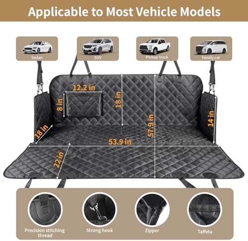 Viaviat Dog Car Seat Cover,Pets Back Seat Extender,600D Heavy Durable 100% Waterproof Scratchproof Soft Dogs Hammock, Nonslip Backseat Protector for Cars Trucks SUVs - Image 4