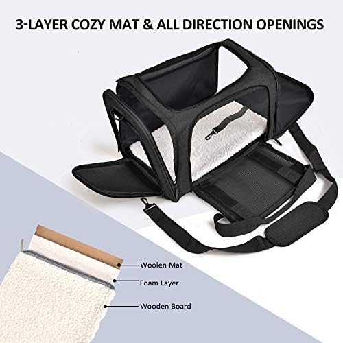 Henkelion Cat Carriers Dog Carrier Pet Carrier for Small / Medium Cats Dogs Puppies (Up To 15lbs), TSA Airline Approved Small Dog Carrier Soft Sided, Collapsible Waterproof Travel Puppy Carrier -Black - Image 2