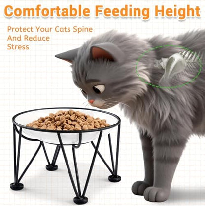 Elevated Ceramic Cat Bowls – Whisker-Friendly & Anti-Vomiting, Non-Slip Raised Cat Food Dishes – Stylish, Safe & Hygienic Feeding Set (2-Pack) - Image 2