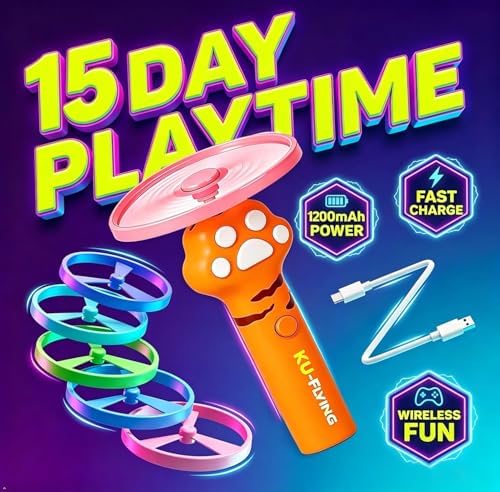 Cat Fetch Toy Automatic Disc Launcher 6 Discs USB-C Yellow - Image 2