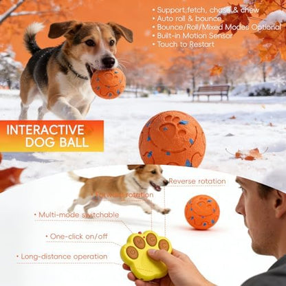 Interactive Dog Ball- Remote Control Dog Toy, Chase Buddy Dog Toy with 3 Modes, Large Size Motion Activated Dog Toys, E-TPU Durable Smart Ball for Dogs, Giggle Ball for Small Medium & Large Dogs - Image 3