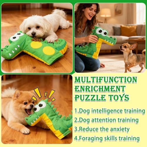 EXPAWLORER Floating Dog Toy for Pool & Summer, Squeaky Crinkle Paper Squeaker Enrichment Water Bottle Toy with No-Stuffing Body, Interactive Puzzle Training Toys for Small Medium Dogs Puppy, Crocodile - Image 6