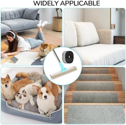 Carpet Rake for Pet Hair Removal, 2 in 1 TPU and Copper Rake Teeth, Adjustable Long Handle, Double-Sided Reusable Dog Cat Fur Remover with Hair Removal Glove, Pet Fur Rake for Rugs, Mats - Image 5