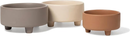 Waggo Uplift Ceramic Dog Bowl for Small Medium and Large Breeds - Heavyweight and Durable Pet Food and Water Dish Crock, Dishwasher Safe, Modern, Elevated Feeder (Clay, Small)