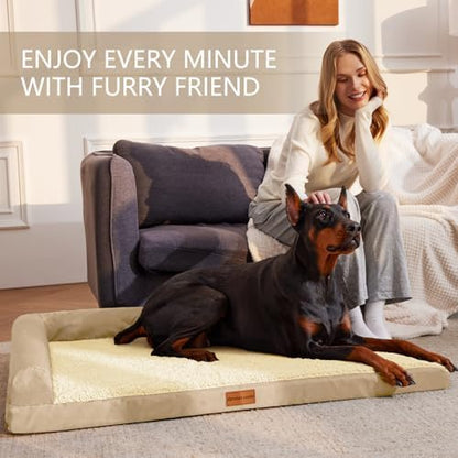Patas Lague Orthopedic Large Dog Bed Washable Pet Sofa Bed 42''X28''Beige - Image 2