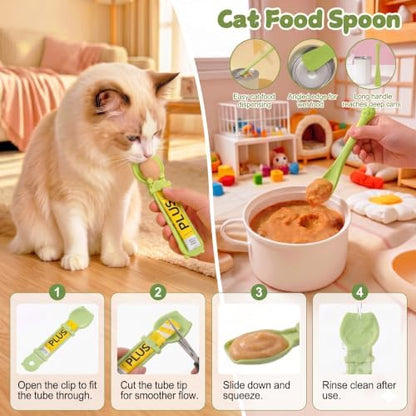 AZY 3-Piece Slow Feeder Cat Bowl and Lick Mat Set – Silicone Cat Treat Spoon & Feeding Mat for Wet Food, Enrichment and Slow Eating (Green) - Image 5