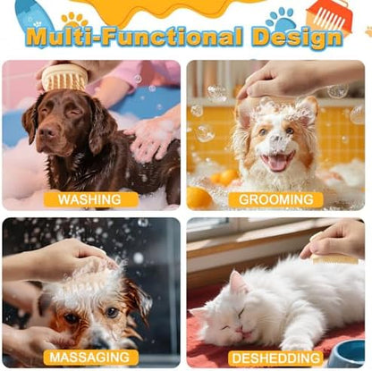 2-in-1 Dog Bath Brush for Grooming & Massage - Pet Silicone Brush for Long & Short Haired Dogs and Cats, Dog Scrubber for Bath, Rubber Curry Brush, Use Wet as Bath Brush or Dry for Grooming - Image 4