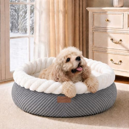 FUKUMARU Cute Cat Bed, 25in Large Round Cat Beds for Indoor Cats, Washable by FUKUMARU