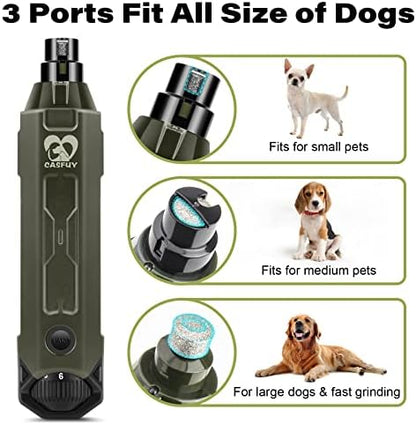 Casfuy 6-Speed Dog Nail Grinder - Newest Enhanced Pet Nail Grinder Super Quiet Rechargeable Electric Dog Nail Trimmer Painless Paws Grooming & Smoothing Tool for Large Medium Small Dogs (Army Green) - Image 5