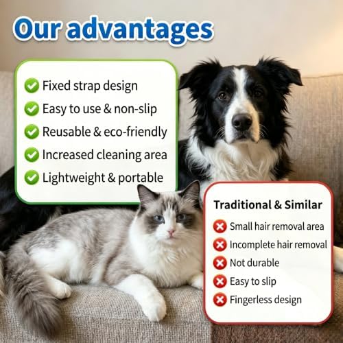 Pet Hair Remover Glove for Dogs & Cats, 5 Finger Electrostatic Fur Removal Brush, Reusable Grooming Glove for Couch, Carpet, Furniture, Car Seat, Clothes - Image 6