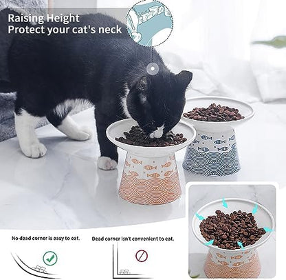 6.25 in Extra Wide Ceramic Raised Cat Bowl 2 Pack - Image 2