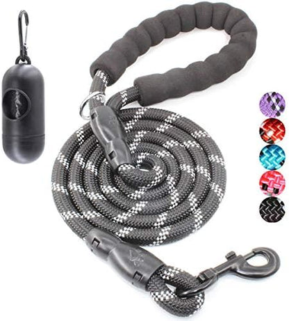 BAAPET 2/4/5/6 FT Dog Leash with Comfortable Padded Handle and Highly Reflective Threads for Small Medium and Large Dogs (4FT-1/2'', Black) by BAAPET