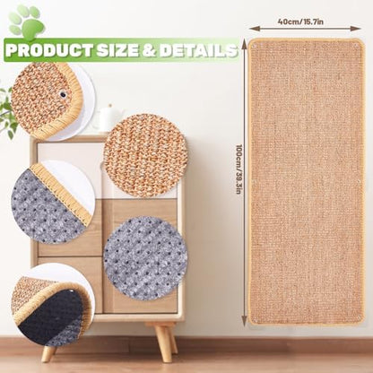 Uranshin Natural Sisal Cat Wall Climbing Carpet, Wall Scratcher Mat Pad - Image 2