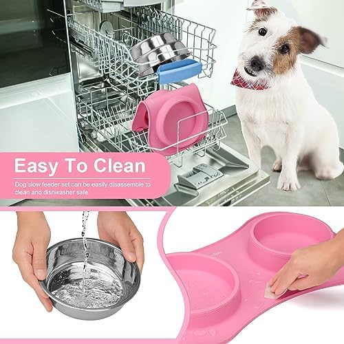 Slow Feeder Dog Bowls 3 in 1 Stainless Steel Food Water Bowl to Slow Eating - Image 6