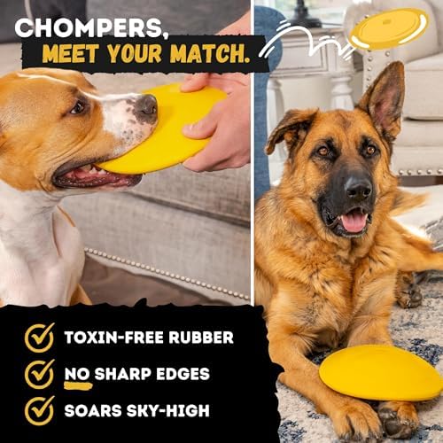 "Indestructible Dog Disc - Lifetime Replacement - Medium & Large Breed - Ultra Durable for Aggressive Chewers - Tough & Strong, Heavy Duty Natural Rubber Toy - Fetch, Tug, & Chew - 8in - Image 4