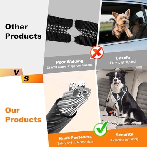Dog Seat Belt for Car,2 Pcs Chew Proof Dog Car Seat Belt,Dog Seatbelt Harness with Elastic Bungee Buffer,Supports All Cars,Car Harness for Dogs Safety Seat Belt,Car Seatbelt for Large Dogs Chewer - Image 3