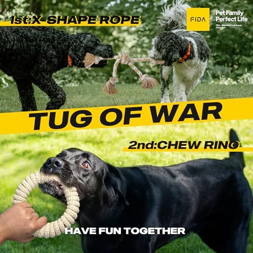 Fida Heavy Duty Dog Rope Toys for Medium Large Dogs, Chew Tug Toys, 4 Pack - Image 3