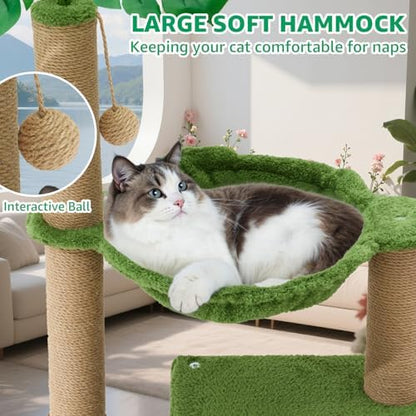 Woochpet 37"Cat Tree Tower With Scratching Post,Cozy Hammock For Indoor Cat - Image 3