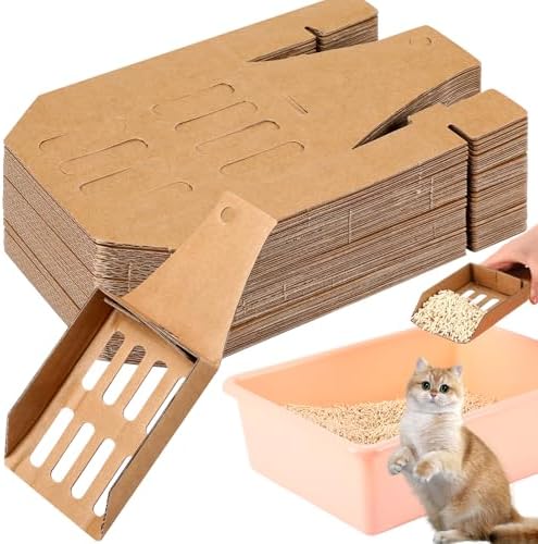 Watersay 30 Pcs Disposable Cat Litter Scoops 8.3x3.3 Inch Portable Kitty Litter Scooper with Holder Shovel Cardboard Plastic Free Litter Scoop with Holes for Travel Cat Litter Box by Unknown