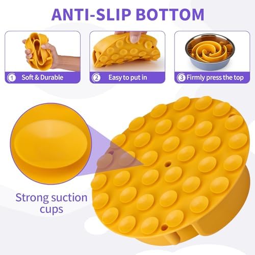 Slow Feeder Dog Bowls Insert, Animire Soft Silicone Slow Eating Dog Food Bowl for Small, Medium and Large Dogs, Compatible with Regular and Elevated Bowls - Image 5