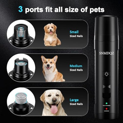 Dog Nail Grinder, Dog Nail Trimmers, and Clippers Kit with 2 LED Lights. Super Quiet Electric Pet Nail Grinder, Rechargeable, for Small, Medium, and Large Dogs & Cats, 2 Diamond Grinding Wheels. - Image 3