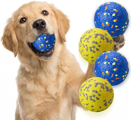 Dog Ball Toys Dog Tennis Ball for Aggressive Chewers Indestructible Bouncy Lightweight Water Toy Fetch Ball for Large Medium and Small Dog by POUPUA