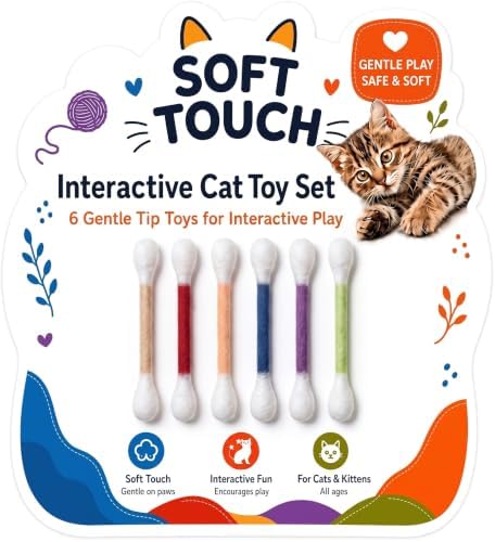 6-Pack Cotton swabs cat Toys with Catnip 15CM Giant q tip cat Toy. Cleans Teeth, relieves Boredom and Anxiety in Cats, Durable Interactive cat Toy–Great Gift! by Unknown