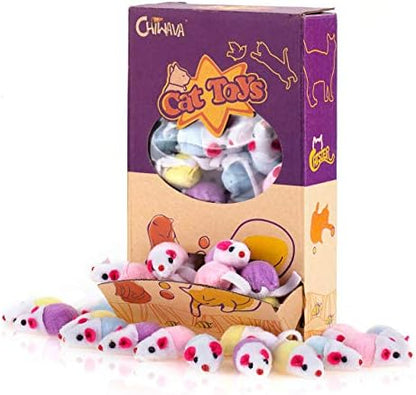 CHIWAVA 36PCS 1.8'' Interactive Cat Toy Mice with Catnip Rattle Sound Mouse by Chiwava