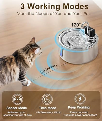 CEESC Cordless Cat Water Fountain, Stainless Steel, 4L/135oz for Cats/Dogs - Image 3