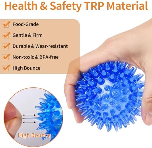 6 Pack Squeaky Spiky Dog Balls, Puppy Chew Toys for Teething, Small - Image 3