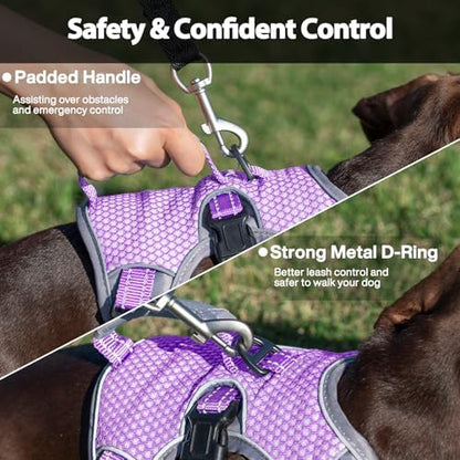 Huntboo Escape Proof Dog Harness, Dachshund Harness, Reflective Dog Harness with Handle, Durable,Adjustable Vest for Small Medium Large Dogs Walking, Training, and Running Gear (Lavender Purple,XL) - Image 4