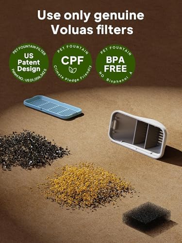 Voluas Replacement Cat Water Fountain Filters, 6 Filters and 6 Pre-Filter Sponges for 108oz/3.2L Stainless Steel Pet Water Fountain 309A/309B/309C - Image 3