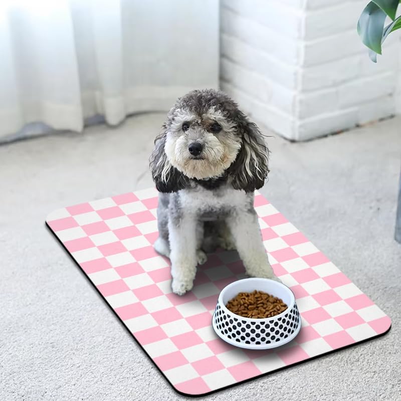 Dog Food Mats for Floors Waterproof, Pet Water Bowl Mats Pet Feeding Absorbent Placemats Plaid 24 * 32 inch - Image 6