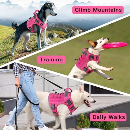 WINGOIN Pink Tactical Dog Harness for Large Dogs,No Pull Dog Harness - Image 6