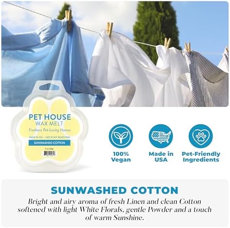 Sunwashed Cotton Scented Wax Melts Plant-Based Wax, 4 Pack Pet House - Image 2